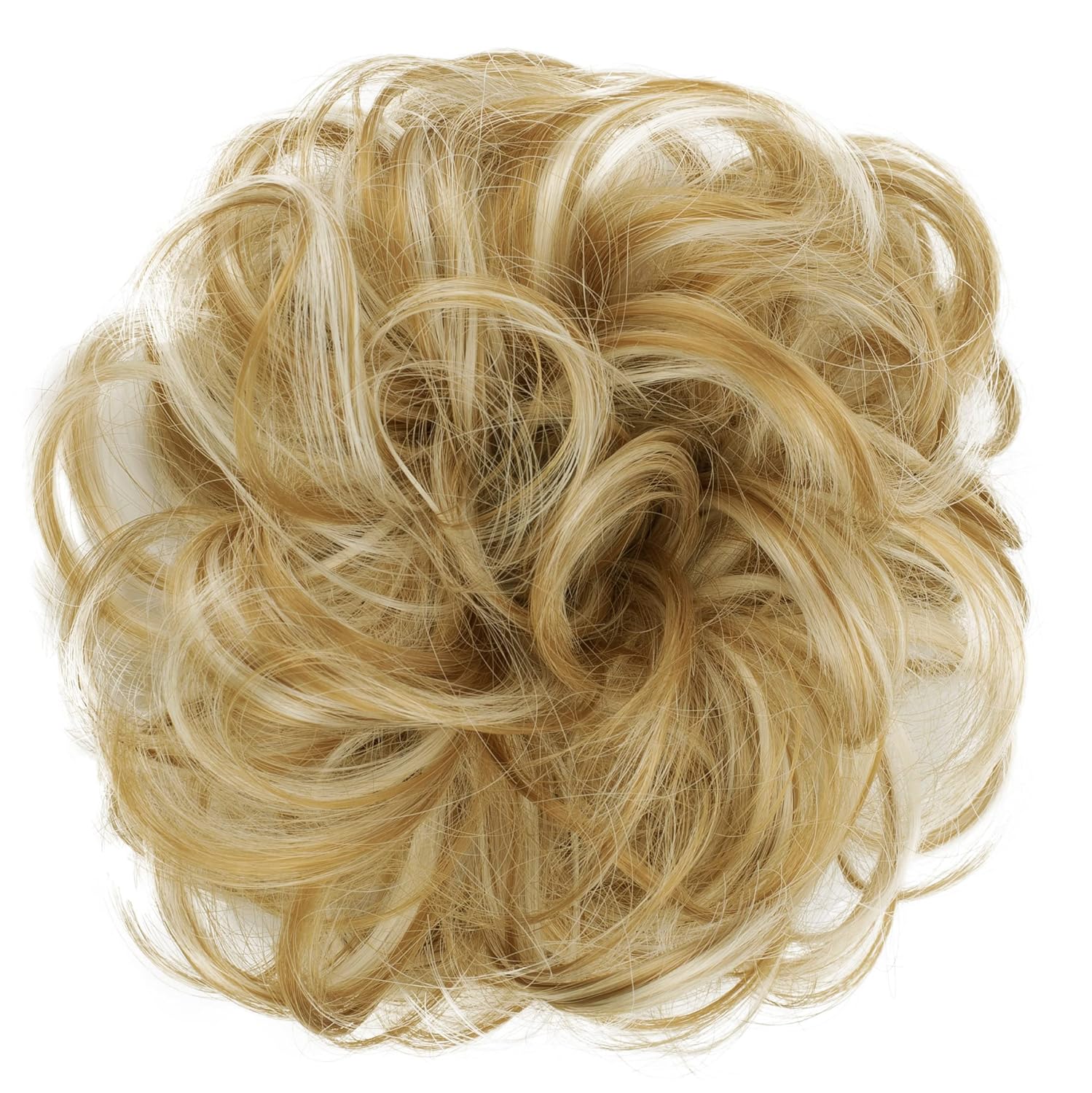 Messy Scrunchie Bun Voluminous Wavy Hairpiece Heat-resistant Synthetic Fibres Blond Mix