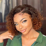 Elegant Short Bob Wigs Curly Lace Front Wig