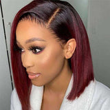 Classical Burgundy Bob Cut Straight Wigs