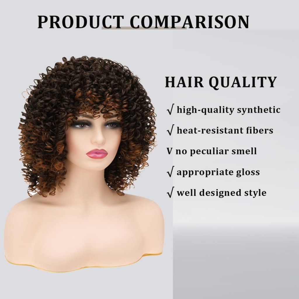 African short curly gray wig with bangs synthetic heat - resistant hair - Wigtrends