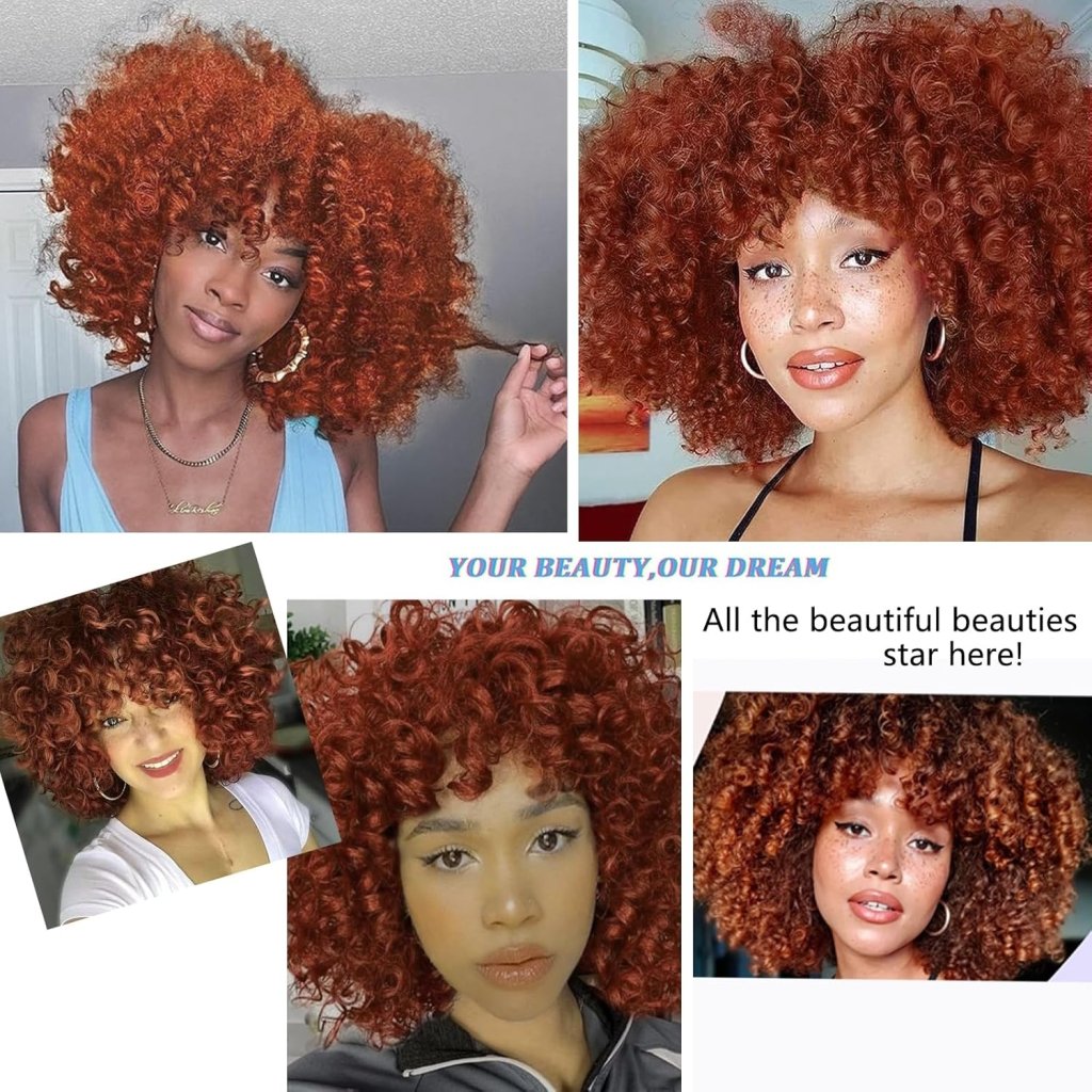 African short curly gray wig with bangs synthetic heat - resistant hair - Wigtrends