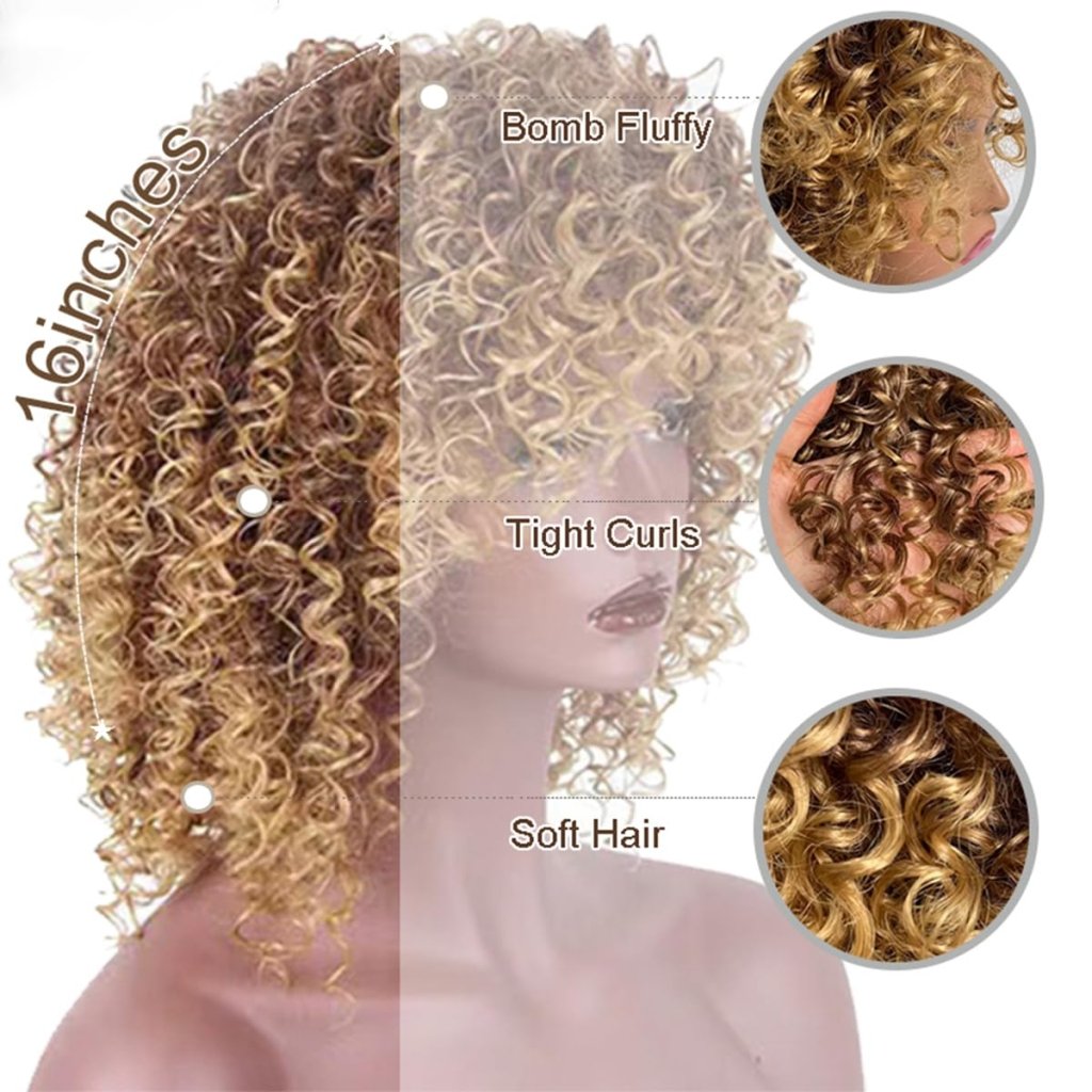 African short curly gray wig with bangs synthetic heat - resistant hair - Wigtrends