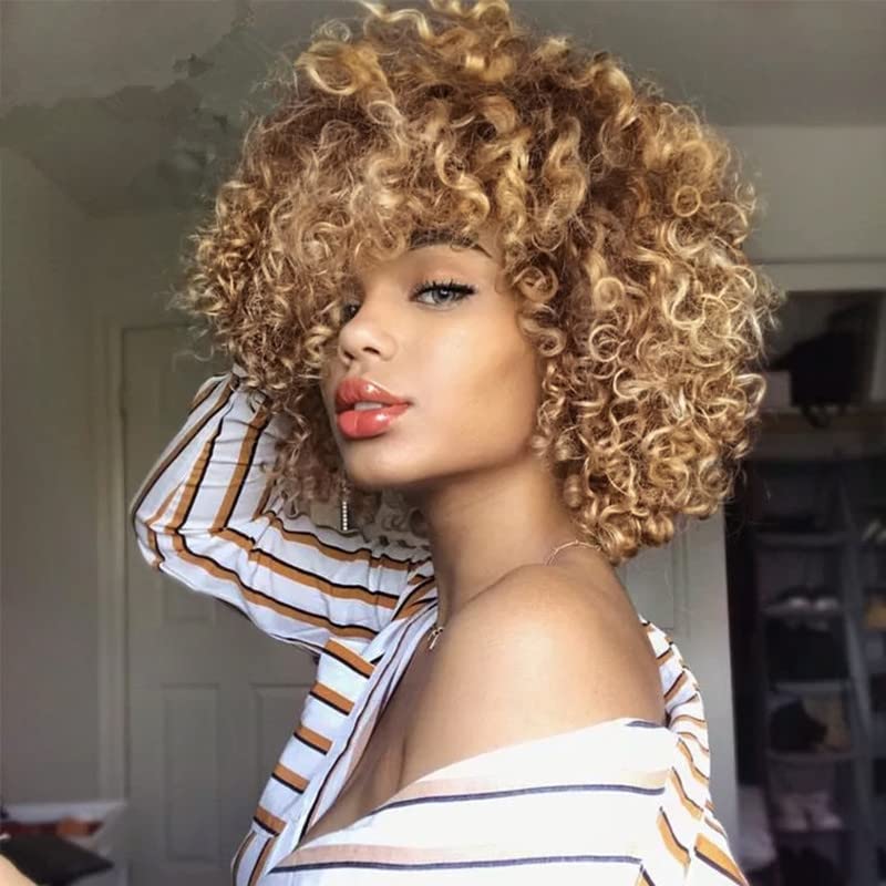 African short curly gray wig with bangs synthetic heat - resistant hair - Wigtrends