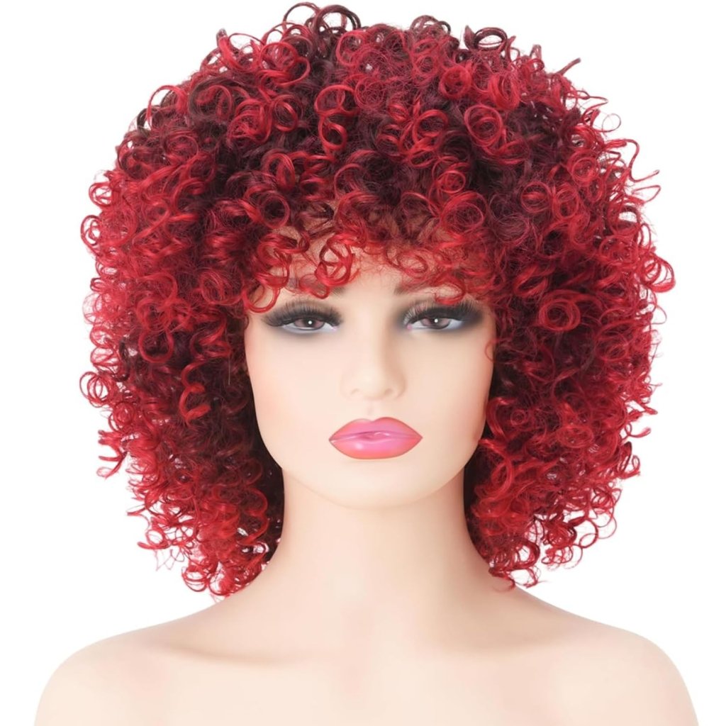 African short curly gray wig with bangs synthetic heat - resistant hair - Wigtrends