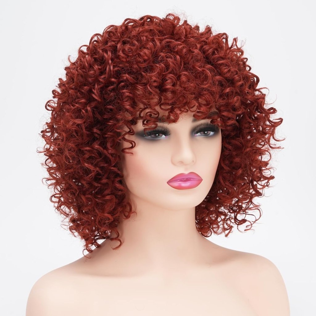 African short curly gray wig with bangs synthetic heat - resistant hair - Wigtrends