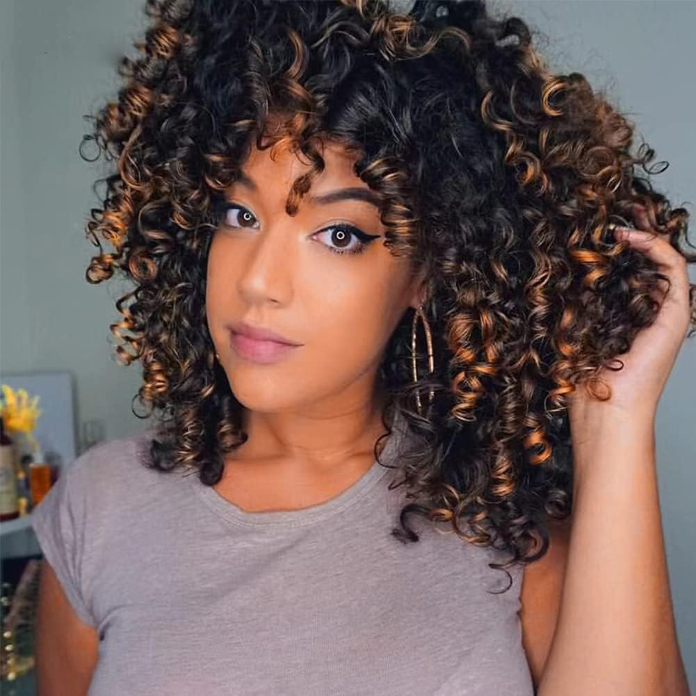 African short curly gray wig with bangs synthetic heat - resistant hair - Wigtrends