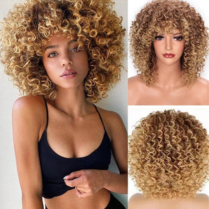 African short curly gray wig with bangs synthetic heat - resistant hair - Wigtrends