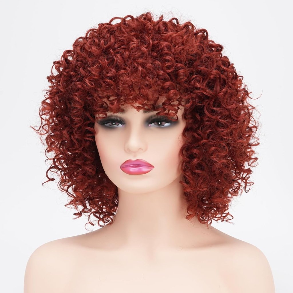 African short curly gray wig with bangs synthetic heat - resistant hair - Wigtrends