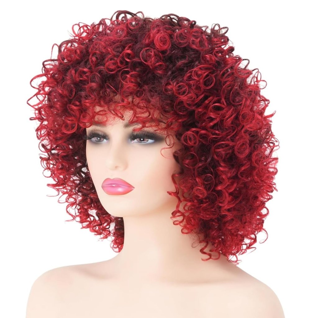 African short curly gray wig with bangs synthetic heat - resistant hair - Wigtrends