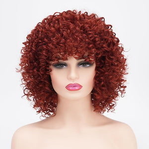 African short curly gray wig with bangs synthetic heat - resistant hair - Wigtrends