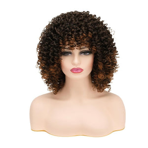 African short curly gray wig with bangs synthetic heat - resistant hair - Wigtrends