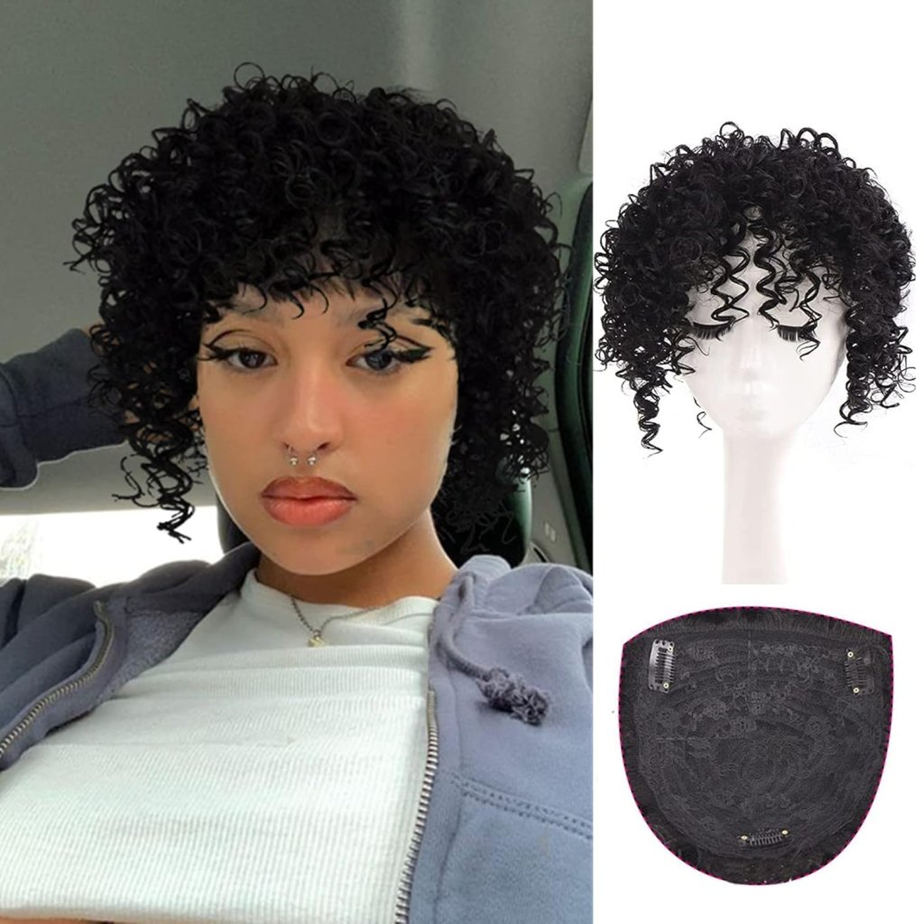 Afro Curly Hair Topper Silver Grey Human Hair Wigs for Women Hairpieces Toppers Pieces - Wigtrends