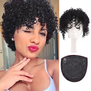 Afro Curly Hair Topper Silver Grey Human Hair Wigs for Women Hairpieces Toppers Pieces - Wigtrends