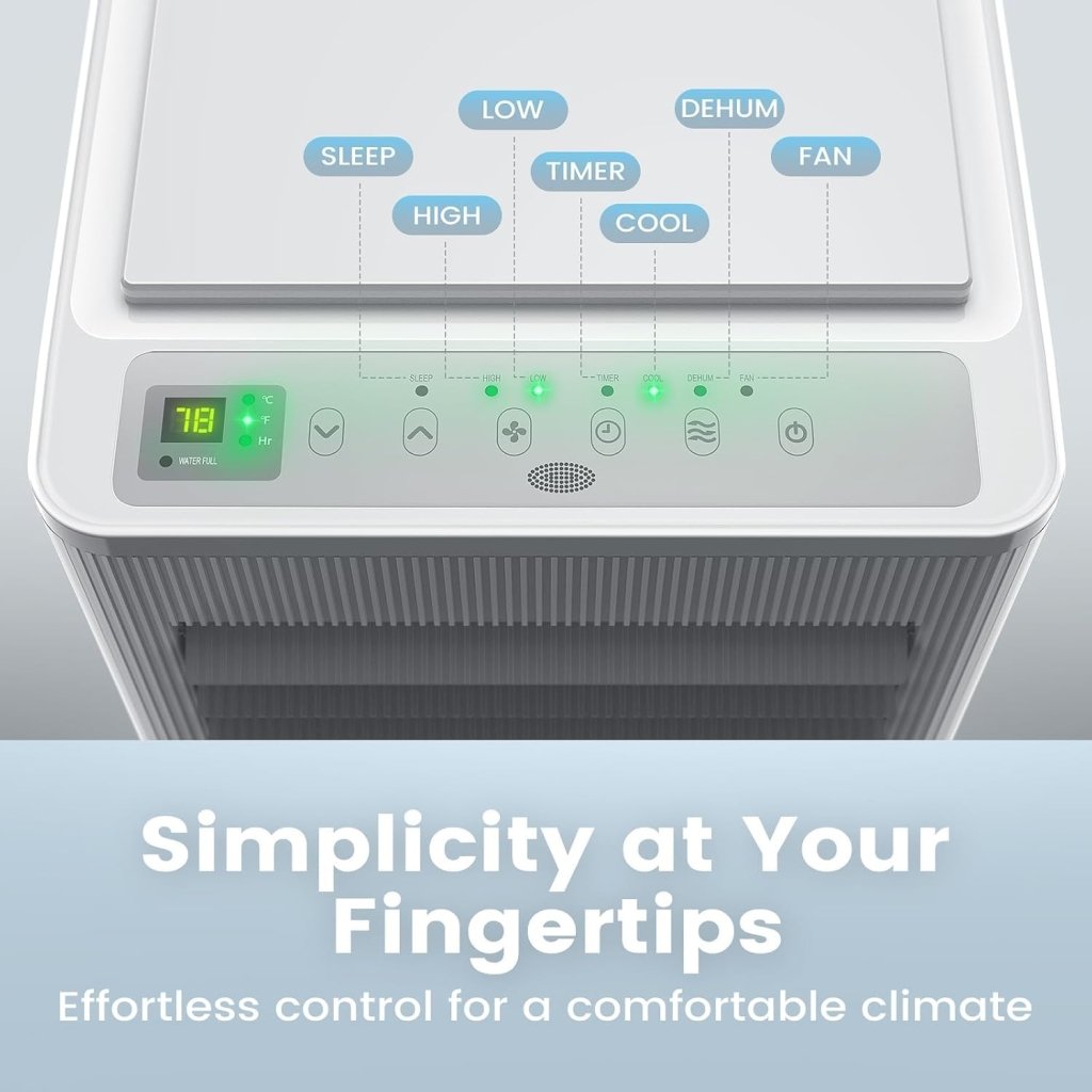 Air Choice Portable Air Conditioner, 10000 BTU Air Conditioner Portable for Room Up to 450 Sq.Ft, Remote Control, 24H Timer, Dehumidifier & Fan Modes, 3 - in - 1 AC Unit with Window Kit for Home Office - Wigtrends