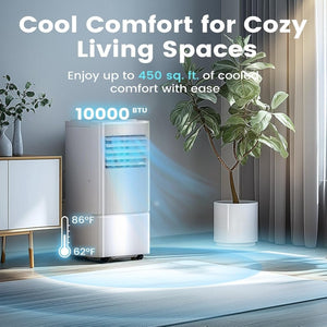 Air Choice Portable Air Conditioner, 10000 BTU Air Conditioner Portable for Room Up to 450 Sq.Ft, Remote Control, 24H Timer, Dehumidifier & Fan Modes, 3 - in - 1 AC Unit with Window Kit for Home Office - Wigtrends