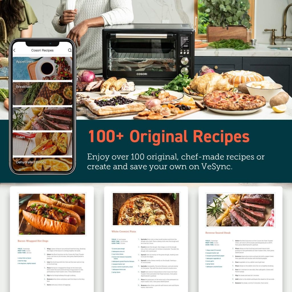 Air Fryer Toaster Oven Combo 13 - in - 1, 32Qt APP & Voice Control Convection Oven Countertop, Bake, Broil, Roast, Dehydrate, Sous Vide, 134 Recipes & 4 Accessories, Black, Stainless Steel - Wigtrends