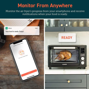 Air Fryer Toaster Oven Combo 13 - in - 1, 32Qt APP & Voice Control Convection Oven Countertop, Bake, Broil, Roast, Dehydrate, Sous Vide, 134 Recipes & 4 Accessories, Black, Stainless Steel - Wigtrends