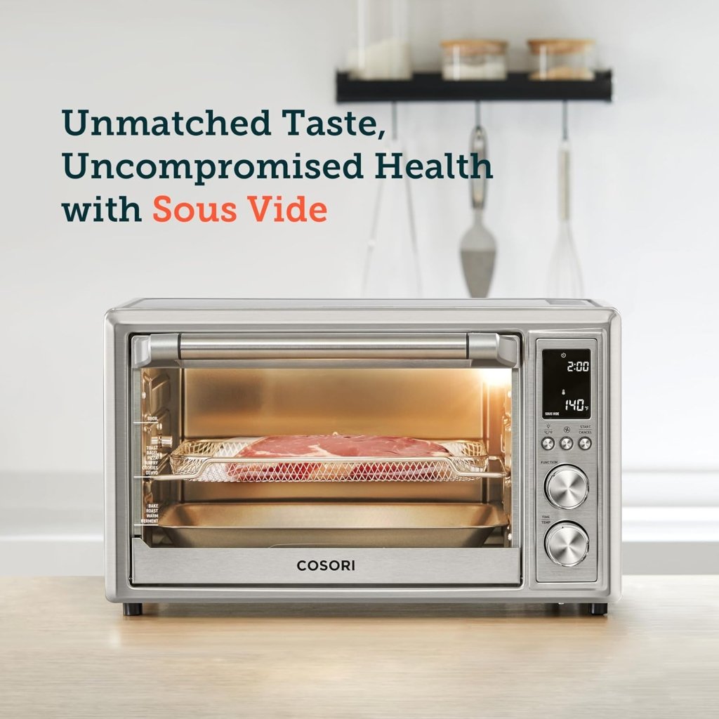 Air Fryer Toaster Oven Combo 13 - in - 1, 32Qt APP & Voice Control Convection Oven Countertop, Bake, Broil, Roast, Dehydrate, Sous Vide, 134 Recipes & 4 Accessories, Black, Stainless Steel - Wigtrends