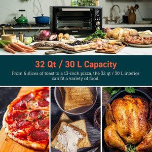 Air Fryer Toaster Oven Combo 13 - in - 1, 32Qt APP & Voice Control Convection Oven Countertop, Bake, Broil, Roast, Dehydrate, Sous Vide, 134 Recipes & 4 Accessories, Black, Stainless Steel - Wigtrends