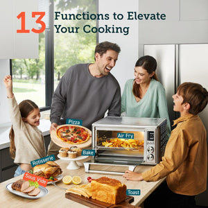 Air Fryer Toaster Oven Combo 13 - in - 1, 32Qt APP & Voice Control Convection Oven Countertop, Bake, Broil, Roast, Dehydrate, Sous Vide, 134 Recipes & 4 Accessories, Black, Stainless Steel - Wigtrends