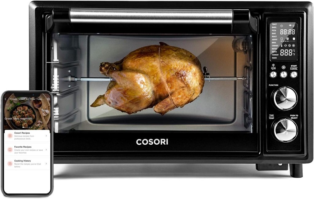 Air Fryer Toaster Oven Combo 13 - in - 1, 32Qt APP & Voice Control Convection Oven Countertop, Bake, Broil, Roast, Dehydrate, Sous Vide, 134 Recipes & 4 Accessories, Black, Stainless Steel - Wigtrends