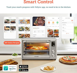 Air Fryer Toaster Oven Combo 13 - in - 1, 32Qt APP & Voice Control Convection Oven Countertop, Bake, Broil, Roast, Dehydrate, Sous Vide, 134 Recipes & 4 Accessories, Black, Stainless Steel - Wigtrends