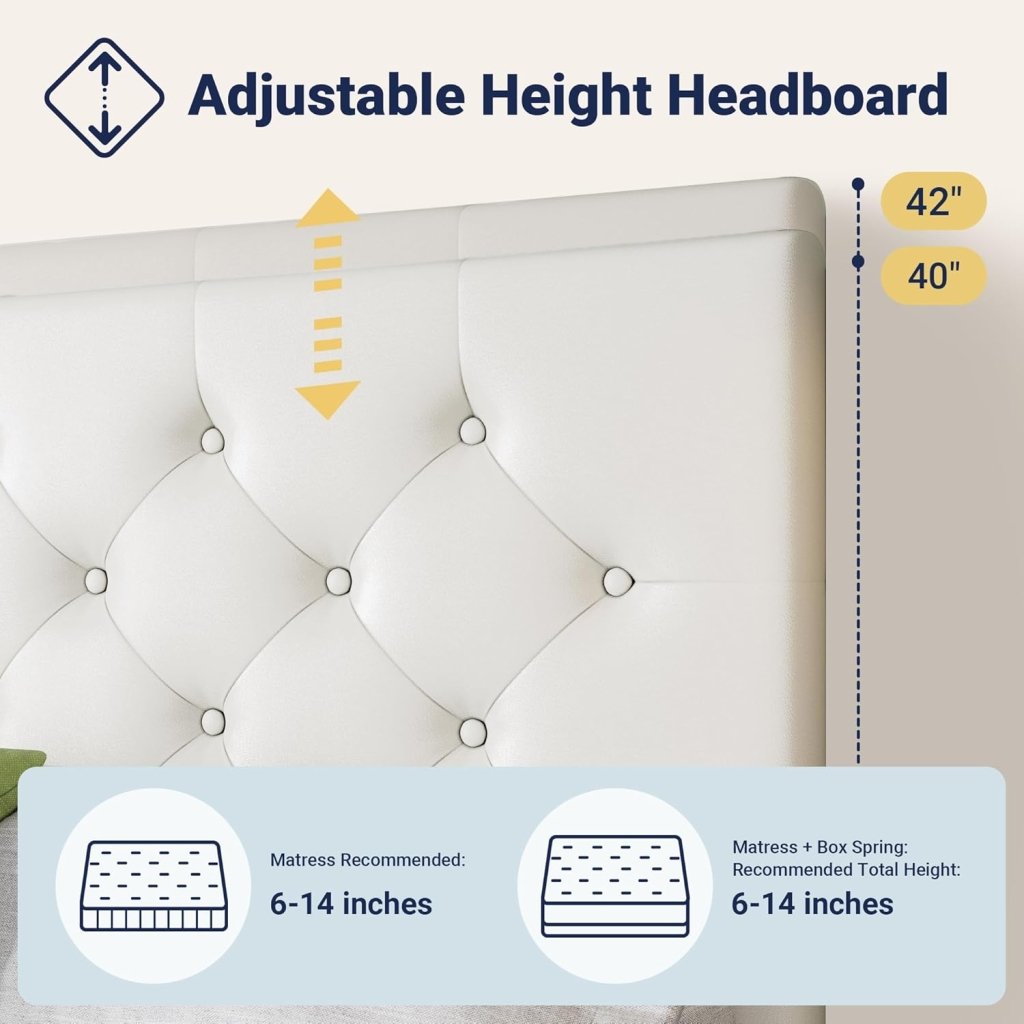 Allewie Upholstered Queen Size Platform Bed Frame with 4 Storage Drawers and Headboard, Square Stitched Button Tufted, Mattress Foundation with Wooden Slats Support, No Box Spring Needed - Wigtrends