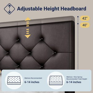 Allewie Upholstered Queen Size Platform Bed Frame with 4 Storage Drawers and Headboard, Square Stitched Button Tufted, Mattress Foundation with Wooden Slats Support, No Box Spring Needed - Wigtrends