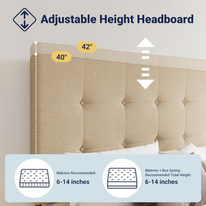 Allewie Upholstered Queen Size Platform Bed Frame with 4 Storage Drawers and Headboard, Square Stitched Button Tufted, Mattress Foundation with Wooden Slats Support, No Box Spring Needed - Wigtrends