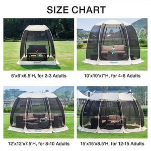 Alvantor Screen House Gazebo, 6 - 10 - 15 Person Pop Up Igloo Screened Canopy Tent with Mosquito Netting Sides, Instant UV Resistant Sun Shelter for Garden, Patio, Backyard - Wigtrends