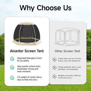 Alvantor Screen House Gazebo, 6 - 10 - 15 Person Pop Up Igloo Screened Canopy Tent with Mosquito Netting Sides, Instant UV Resistant Sun Shelter for Garden, Patio, Backyard - Wigtrends