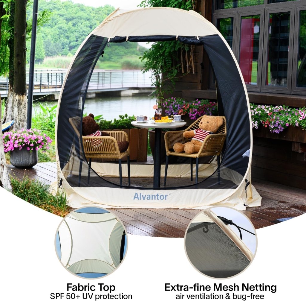 Alvantor Screen House Gazebo, 6 - 10 - 15 Person Pop Up Igloo Screened Canopy Tent with Mosquito Netting Sides, Instant UV Resistant Sun Shelter for Garden, Patio, Backyard - Wigtrends