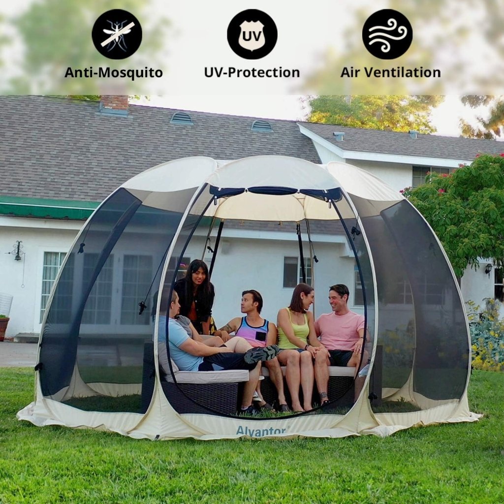 Alvantor Screen House Gazebo, 6 - 10 - 15 Person Pop Up Igloo Screened Canopy Tent with Mosquito Netting Sides, Instant UV Resistant Sun Shelter for Garden, Patio, Backyard - Wigtrends