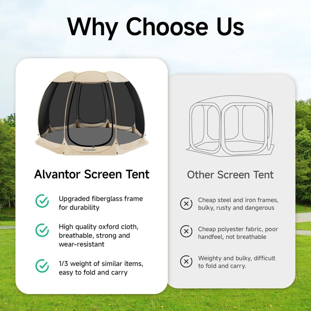 Alvantor Screen House Gazebo, 6 - 10 - 15 Person Pop Up Igloo Screened Canopy Tent with Mosquito Netting Sides, Instant UV Resistant Sun Shelter for Garden, Patio, Backyard - Wigtrends