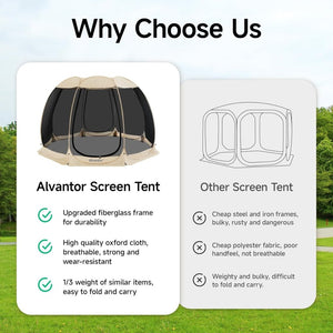 Alvantor Screen House Gazebo, 6 - 10 - 15 Person Pop Up Igloo Screened Canopy Tent with Mosquito Netting Sides, Instant UV Resistant Sun Shelter for Garden, Patio, Backyard - Wigtrends