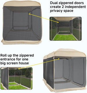 Alvantor Screen House Gazebo, 6 - 10 - 15 Person Pop Up Igloo Screened Canopy Tent with Mosquito Netting Sides, Instant UV Resistant Sun Shelter for Garden, Patio, Backyard - Wigtrends