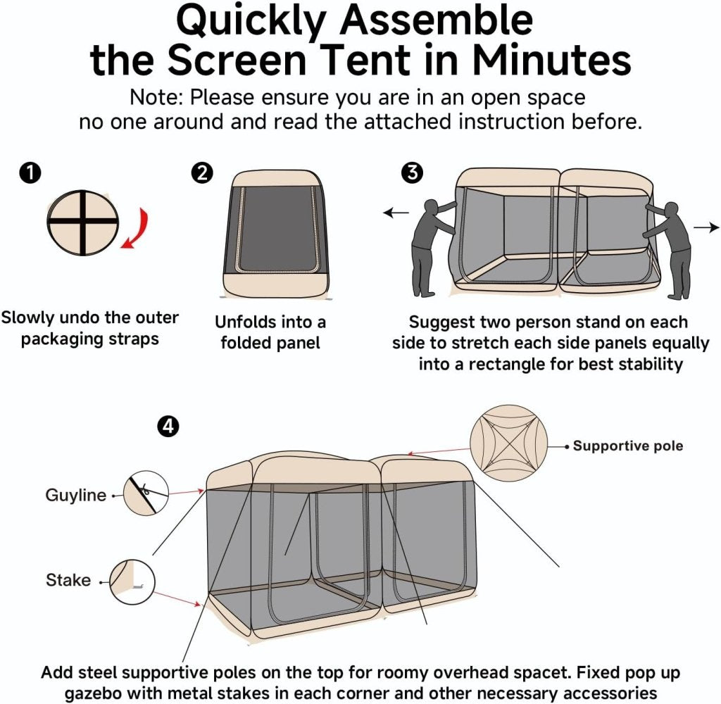 Alvantor Screen House Gazebo, 6 - 10 - 15 Person Pop Up Igloo Screened Canopy Tent with Mosquito Netting Sides, Instant UV Resistant Sun Shelter for Garden, Patio, Backyard - Wigtrends
