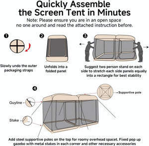 Alvantor Screen House Gazebo, 6 - 10 - 15 Person Pop Up Igloo Screened Canopy Tent with Mosquito Netting Sides, Instant UV Resistant Sun Shelter for Garden, Patio, Backyard - Wigtrends