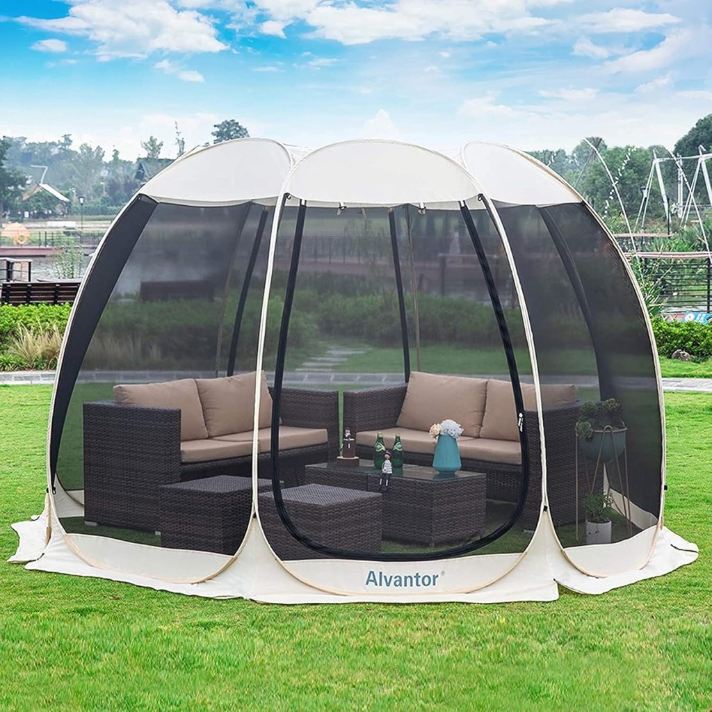 Alvantor Screen House Gazebo, 6 - 10 - 15 Person Pop Up Igloo Screened Canopy Tent with Mosquito Netting Sides, Instant UV Resistant Sun Shelter for Garden, Patio, Backyard - Wigtrends
