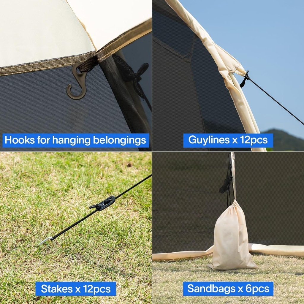 Alvantor Screen House Gazebo, 6 - 10 - 15 Person Pop Up Igloo Screened Canopy Tent with Mosquito Netting Sides, Instant UV Resistant Sun Shelter for Garden, Patio, Backyard - Wigtrends