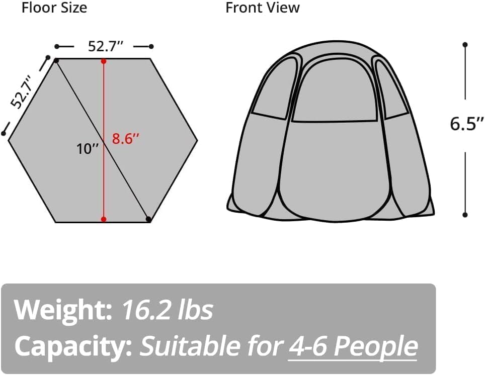 Alvantor Screen House Gazebo, 6 - 10 - 15 Person Pop Up Igloo Screened Canopy Tent with Mosquito Netting Sides, Instant UV Resistant Sun Shelter for Garden, Patio, Backyard - Wigtrends