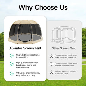 Alvantor Screen House Gazebo, 6 - 10 - 15 Person Pop Up Igloo Screened Canopy Tent with Mosquito Netting Sides, Instant UV Resistant Sun Shelter for Garden, Patio, Backyard - Wigtrends