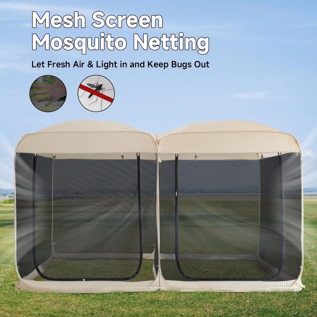 Alvantor Screen House Gazebo, 6 - 10 - 15 Person Pop Up Igloo Screened Canopy Tent with Mosquito Netting Sides, Instant UV Resistant Sun Shelter for Garden, Patio, Backyard - Wigtrends