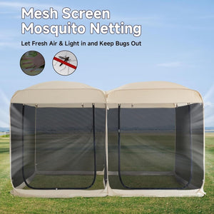 Alvantor Screen House Gazebo, 6 - 10 - 15 Person Pop Up Igloo Screened Canopy Tent with Mosquito Netting Sides, Instant UV Resistant Sun Shelter for Garden, Patio, Backyard - Wigtrends