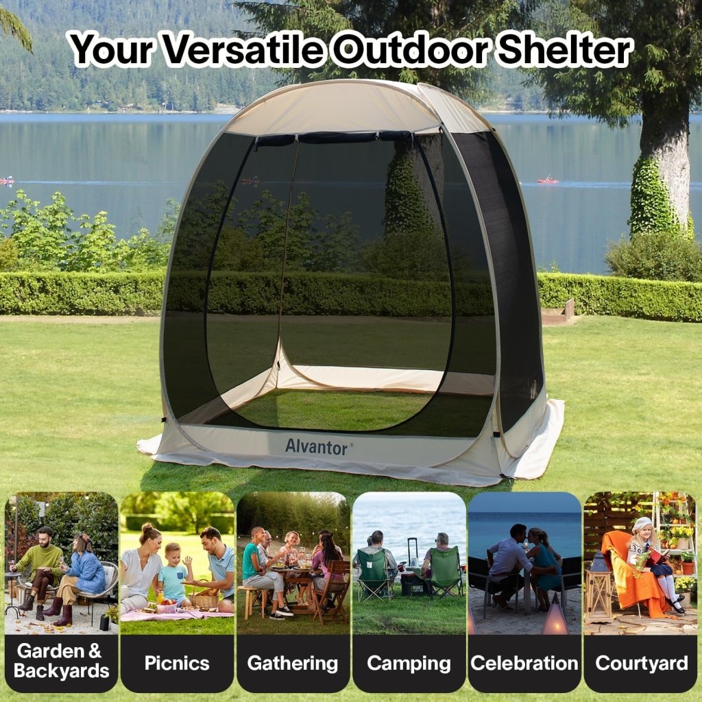 Alvantor Screen House Gazebo, 6 - 10 - 15 Person Pop Up Igloo Screened Canopy Tent with Mosquito Netting Sides, Instant UV Resistant Sun Shelter for Garden, Patio, Backyard - Wigtrends