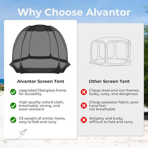 Alvantor Screen House Gazebo, 6 - 10 - 15 Person Pop Up Igloo Screened Canopy Tent with Mosquito Netting Sides, Instant UV Resistant Sun Shelter for Garden, Patio, Backyard - Wigtrends