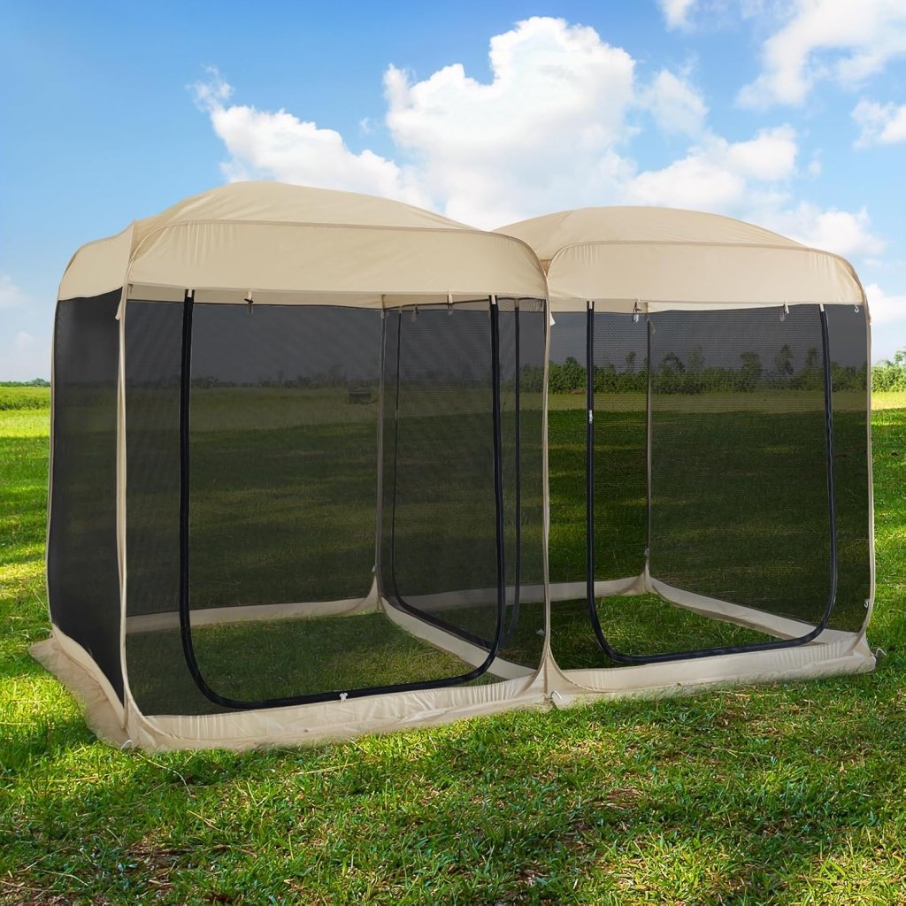 Alvantor Screen House Gazebo, 6 - 10 - 15 Person Pop Up Igloo Screened Canopy Tent with Mosquito Netting Sides, Instant UV Resistant Sun Shelter for Garden, Patio, Backyard - Wigtrends