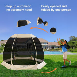 Alvantor Screen House Gazebo, 6 - 10 - 15 Person Pop Up Igloo Screened Canopy Tent with Mosquito Netting Sides, Instant UV Resistant Sun Shelter for Garden, Patio, Backyard - Wigtrends