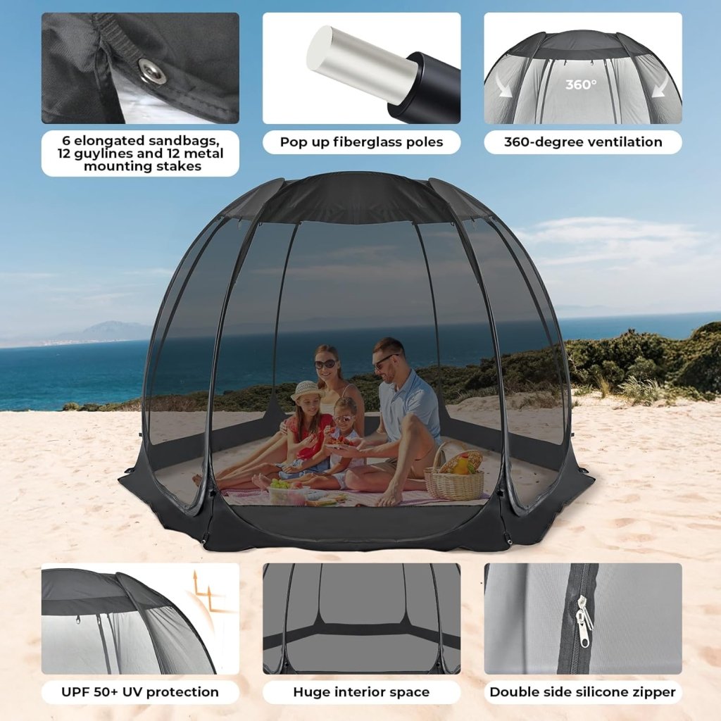 Alvantor Screen House Gazebo, 6 - 10 - 15 Person Pop Up Igloo Screened Canopy Tent with Mosquito Netting Sides, Instant UV Resistant Sun Shelter for Garden, Patio, Backyard - Wigtrends