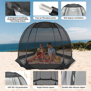 Alvantor Screen House Gazebo, 6 - 10 - 15 Person Pop Up Igloo Screened Canopy Tent with Mosquito Netting Sides, Instant UV Resistant Sun Shelter for Garden, Patio, Backyard - Wigtrends